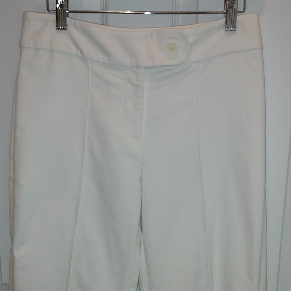 WHBM ANKLE PANTS FLAT FRONT & POCKETS FULLY LINED COTTON SPANDEX STRETCH WHITE 4